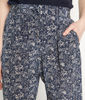 Picture of FLYNN NAVY-PRINT LINEN CARROT TROUSERS